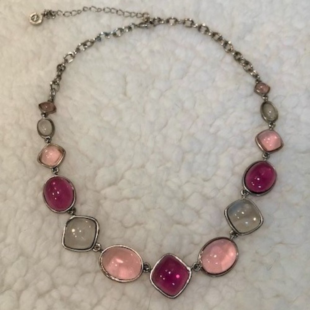 Lavender and Pink Glass Stone Necklace